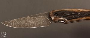   Couteau  "  K-Libre " custom de Michel Grini - Bois de cerf et lame en RWL34