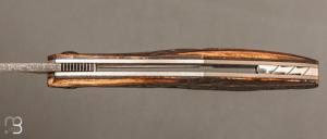  Couteau  " Kalisse SV " custom pliant de Michel Grini - Bois de cerf et lame en 14c28n
