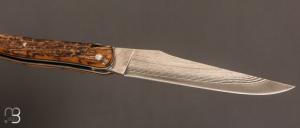 Couteau " Laguiole 12 cm " par Rozelier Fabien- Ty Coutelier - Mammouth et lame Suminagashi