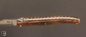 Couteau " Laguiole 12 cm " par Rozelier Fabien- Ty Coutelier - Mammouth et lame Suminagashi