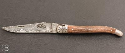 Couteau " Laguiole 12 cm " par Forge de Laguiole - Noyer et damas carbone