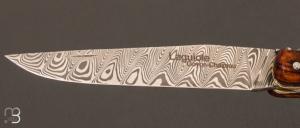 Couteau " Laguiole " par Goyon Chazeau - Loupe de bois de fer et lame damas