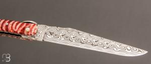 Couteau " Laguiole Masques 12 cm " par Philippe Voissière - Molaire de Mammouth / Nacre