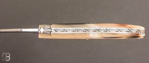 Couteau  "  Laguiole " custom de Jérôme Latreille - Pointe de corne blonde