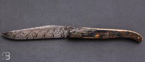    Couteau " Laguiole" par Tim Bernard - Ivoire de mammouth et damas Plume
