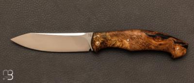 Couteau "Le 41" custom en loupe de chêne stabilisée et lame en RWL34 par Frédéric Collin