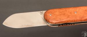 Couteau " Le Cerbère® " pliant par l'Atelier Les 2 Diables - Loupe d'amboine et 14c28N