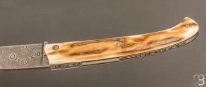   Couteau " Le Nayrac " de Jérôme Lamic - Ivoire de mammouth et lame en damas inoxydable