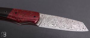  Couteau " Le Shogun " par Lames de l'Ouest - Buffle / Jaspe et Damasteel