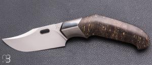    Couteau " Liner lock " custom par Romain Lopez - Fatcarbon light gold et lame en RWL34