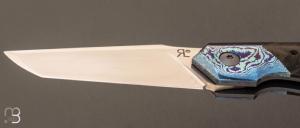   Couteau  "  Lock-Back " custom par Romain Lopez - Fatcarbon marble et lame en RWL34