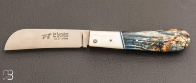 Couteau de poche " London " par Le Fidèle - Bouleau stabilisé et os