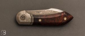    Couteau " Magna " pliant de Gudy van Poppel - Bois de fer et lame damas