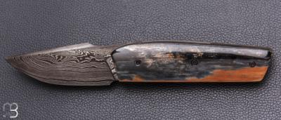   Couteau " Mastard " custom par Christophe Arbogast - Ivoire de mammouth et damas de F.Keller