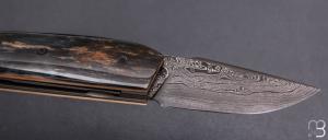   Couteau " Mastard " custom par Christophe Arbogast - Ivoire de mammouth et damas de F.Keller