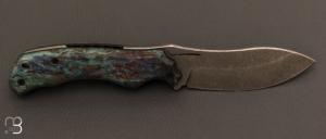 Couteau  "  Ness Wolf XL N°5 " pliant par Opus Knives - N690 et Bouleau madré stabilisé