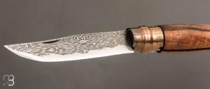  Couteau " OPI N°09 " custom par Anthony Brochier - Damas  Sandwich mosaïque et noyer