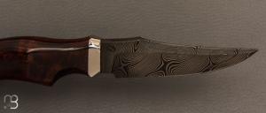  Couteau " Pièce unique " fixe de Samuel Lurquin - Damas et ironwood