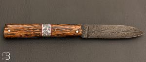    Couteau " Plume " par Vent d'Aubrac - Jérôme Lamic- Palmier et lame damas