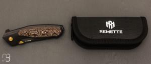 Couteau " RT-Kingfisher RTKF5 " par Remette RT - Titane/Copper Carbon et lame en M390