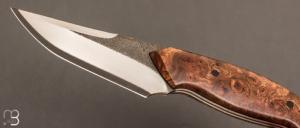 Couteau  "  Rakk " droit par La Coutellerie du Rat noir - Loupe d'orme et San Maï Takefu Aogami N°2