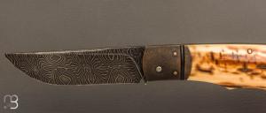    Couteau " Read " custom par Nicolas Weber - Ivoire de mammouth et lame damas