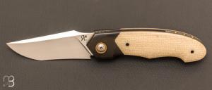  Couteau  "  Front-flipper " custom par Romain Lopez - Micarta et RWL-34