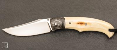    Couteau " Ryan's " custom par Raphaël Durand - Ivoire de phacochère et damas S. Lurquin