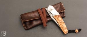    Couteau " Sirius B  " par Florian Keller -  Sanmaï inox et loupe de marronnier stabilisée