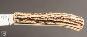   Couteau " Slipjoint " de Jacky Pasquier - Bois de cerf et lame en 14c28