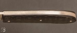 Couteau " Slipjoint " custom par Eric Depeyre - Fibre de carbone et Damas inoxydable