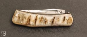  Couteau " Slipjoint " custom par Guy Poggetti - Corne de bélier et lame en C130