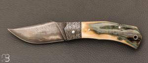   Couteau  "  Small Inglorious " custom par David Breniere - Ivoire de mammouth et San Maï