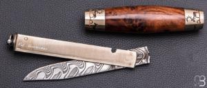 Couteau Tonneau par Jean Michel REMAUD - Palissandre du Honduras et lame damas
