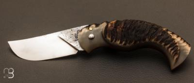 Couteau de poche corse  lame XC75 et corne de bélier de Franck Thomas - Atelier du Lotus