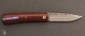 Couteau  " custom " de Stéphane Espi - Micarta et lame en damas Suminagashi