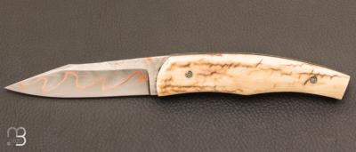    Couteau  "  custom  " damas San-Maï Carbone Cuivre par Alain & Joris Chomilier
