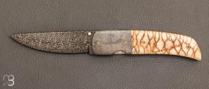 Couteau  " Pice unique " damas et corail tigr par Christian Avakian