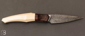   Couteau  "  custom " de Berthelemy Gabriel - La Forge Agab - Ivoire de mammouth et Damas