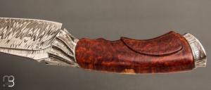    Couteau droit " Achille " par Nicolas Mestrallet - Atelier du couteau de Vaunaveys - Lame damas mosaïque et loupe d'amboine