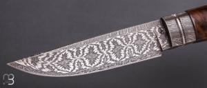  Couteau droit custom Damas mosaïque de Vlad Matveev et Noyer Turc