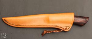    Couteau  droit par Nicolas Mestrallet - Atelier du couteau de Vaunaveys - Lame forgée acier damas mosaïque et  bois de fer