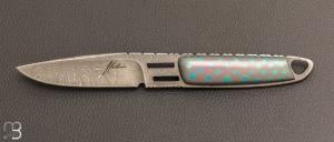    Couteau droit custom de Jacques Jobin - Damas et Galuchat