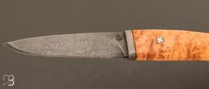   Couteau fixe loupe de robinier et Lame forgée acier damas par Jean Paul Sire