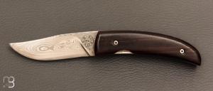   Couteau " liner lock " custom par Philippe S�uvre - Bois de fer et damas