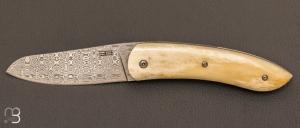 Couteau " custom " liner-lock damasteel  par Emmanuel Lebrun