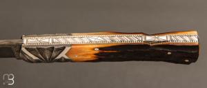   Couteau " Custom Lock Back " de Ken Steigerwalt - Damas et Amber stag 