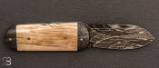 Couteau "  Buldog  " ivoire de mammouth et lame damas de Robert Eggerling par Eric Depeyre