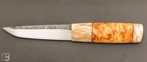  Couteau " puukko " custom Nordique  de Laurent Juhel - Boeuf musqué et bouleau