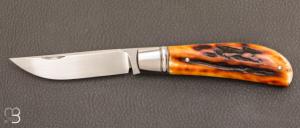   Couteau "  slipjoint  " C130 et amber stag par Honoré Vilain